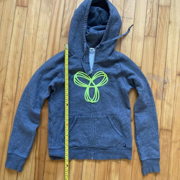 TNA Sportswear Gray Full Zip Hoodie Neon Green Logo Size Small - Picture 5 of 9